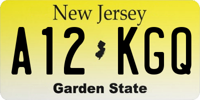 NJ license plate A12KGQ