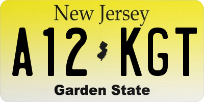 NJ license plate A12KGT
