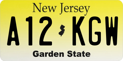 NJ license plate A12KGW
