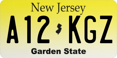 NJ license plate A12KGZ