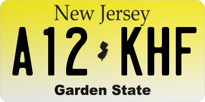 NJ license plate A12KHF