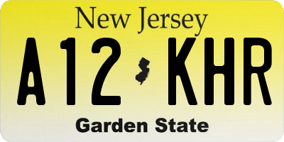 NJ license plate A12KHR