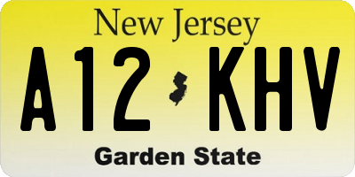 NJ license plate A12KHV