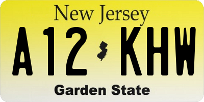 NJ license plate A12KHW