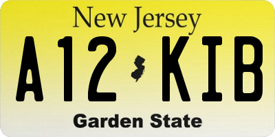 NJ license plate A12KIB