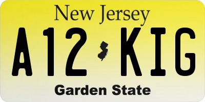 NJ license plate A12KIG