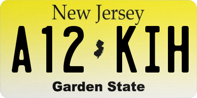 NJ license plate A12KIH