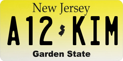 NJ license plate A12KIM