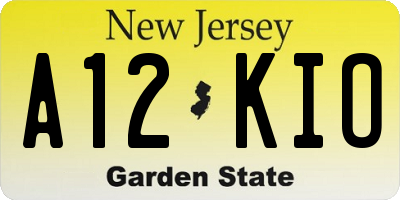 NJ license plate A12KIO