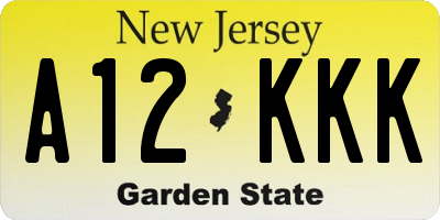 NJ license plate A12KKK