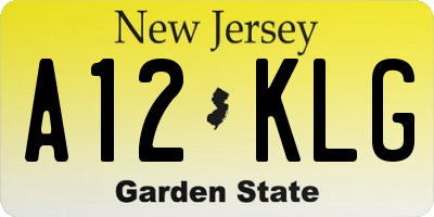 NJ license plate A12KLG