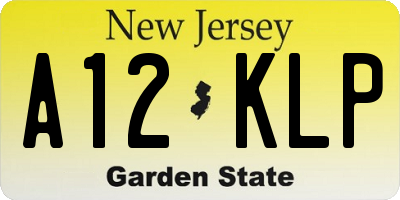 NJ license plate A12KLP