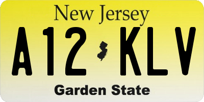 NJ license plate A12KLV