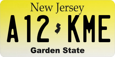 NJ license plate A12KME