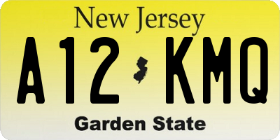 NJ license plate A12KMQ