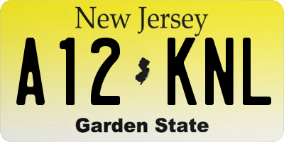 NJ license plate A12KNL