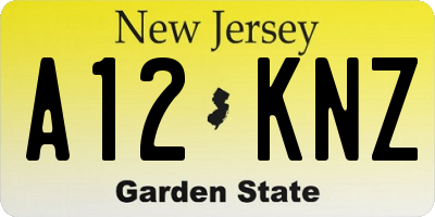 NJ license plate A12KNZ