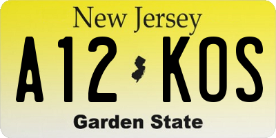NJ license plate A12KOS