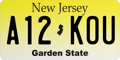NJ license plate A12KOU