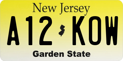 NJ license plate A12KOW
