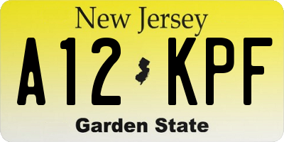 NJ license plate A12KPF