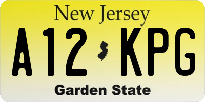 NJ license plate A12KPG