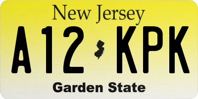 NJ license plate A12KPK
