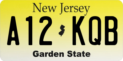 NJ license plate A12KQB