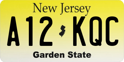 NJ license plate A12KQC