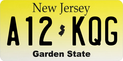 NJ license plate A12KQG