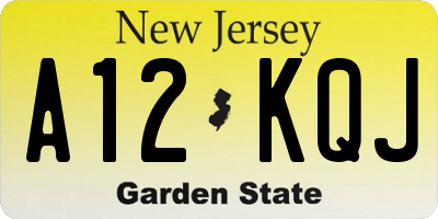 NJ license plate A12KQJ