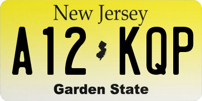 NJ license plate A12KQP