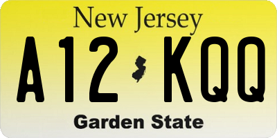 NJ license plate A12KQQ