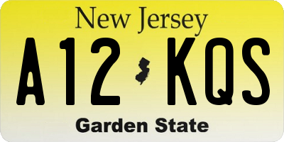 NJ license plate A12KQS