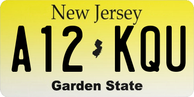 NJ license plate A12KQU
