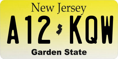 NJ license plate A12KQW