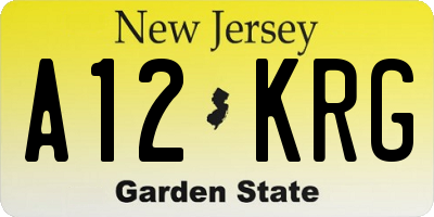 NJ license plate A12KRG