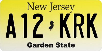NJ license plate A12KRK