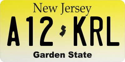 NJ license plate A12KRL