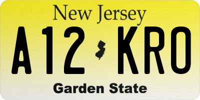 NJ license plate A12KRO