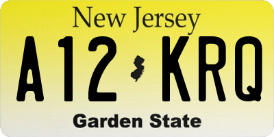NJ license plate A12KRQ