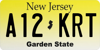 NJ license plate A12KRT