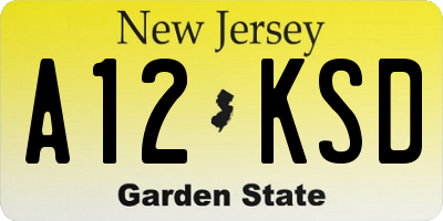 NJ license plate A12KSD