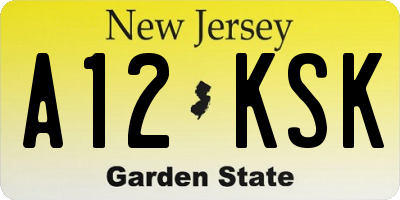NJ license plate A12KSK