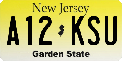 NJ license plate A12KSU