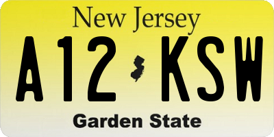NJ license plate A12KSW