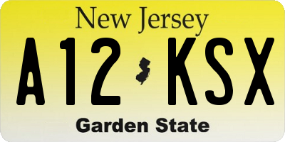 NJ license plate A12KSX