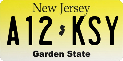NJ license plate A12KSY