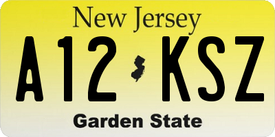 NJ license plate A12KSZ