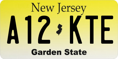 NJ license plate A12KTE